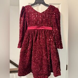 Elegant Burgundy Sequin Kids Formal Dress